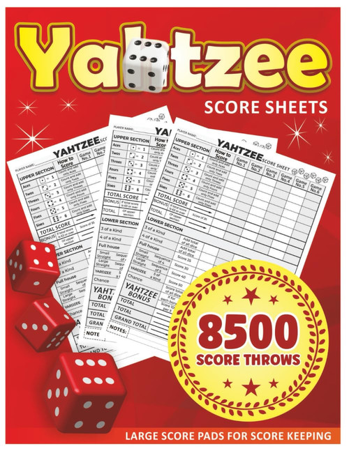 Yatzee Score Pads: Large Print Score Sheets with Size 8.5 x 11 inches for