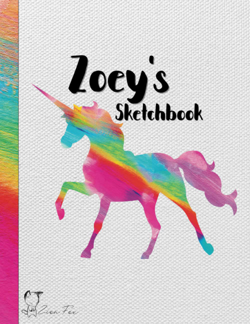 Zoey's Sketchbook: personalized blank unicorn book for people named Zoey