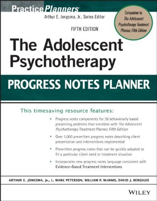Adolescent Psychotherapy Progress Notes Planner