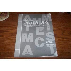 Saxon Math 54: An Incremental Development (Masters and Test Forms Booklet)
