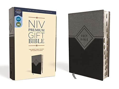 NIV Premium Gift Bible Leathersoft Black/Gray Red Letter Thumb