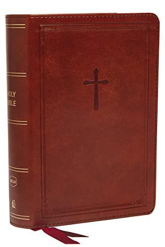 NKJV End-of-Verse Reference Bible Compact Leathersoft Brown Red