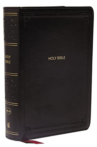 NKJV End-of-Verse Reference Bible Compact Leathersoft Black Red