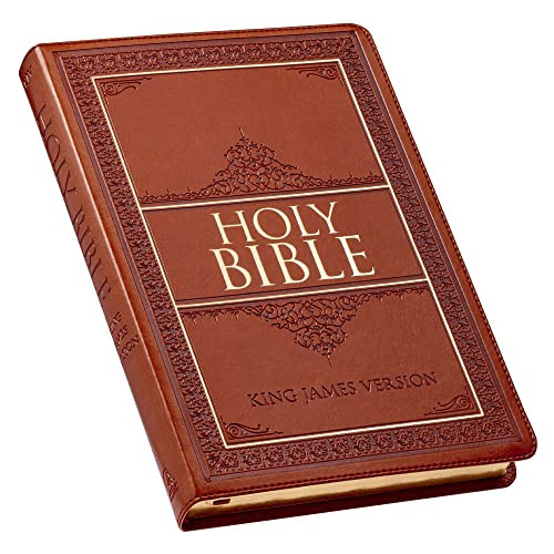 KJV Holy Bible Thinline Large Print Tan Faux Leather w/Thumb Index