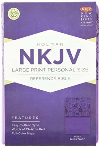 NKJV Large Print Personal Size Reference Bible Purple LeatherTouch