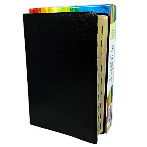 Biblia de Estudio Arco Iris Piel Fabricada Negra con Index