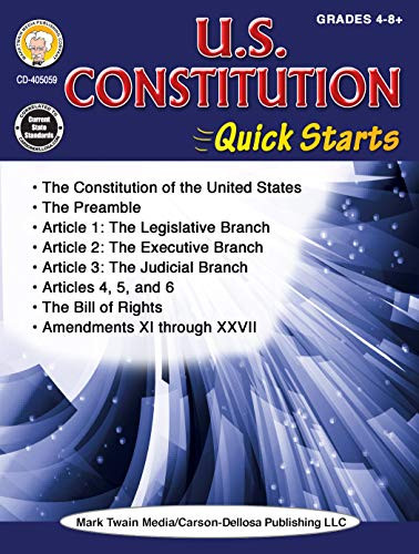 U.S. Constitution Social Studies Workbook Grades 4-12 History Lessons