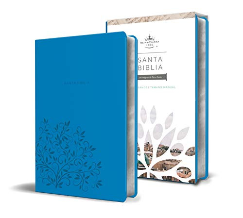 Biblia Reina Valera 1960 letra grande. Simil piel azul tamano manual