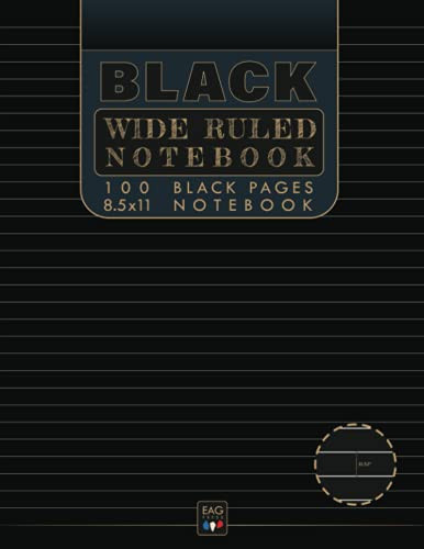 Black Wide Ruled Notebook | 100 Lined Black Pages