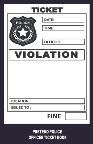 Pretend Police Officer Ticket Book