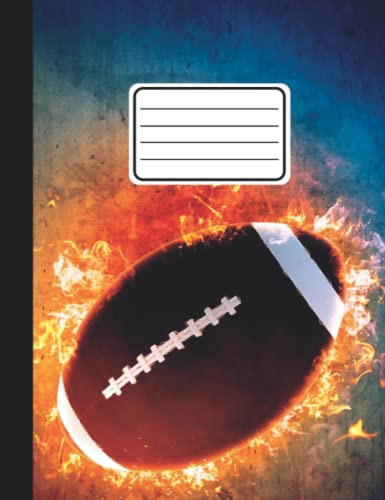 Composition Notebook Wide Ruled Football Ball Cool Notebook Fire