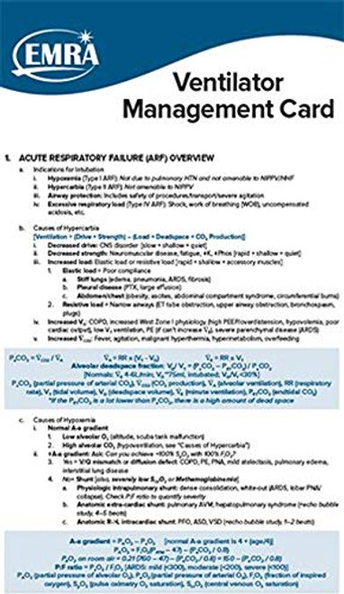 EMRA Ventilator Management Reference Card