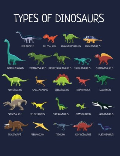 Types Of Dinosaurs: Dinosaur Notebook For Kids