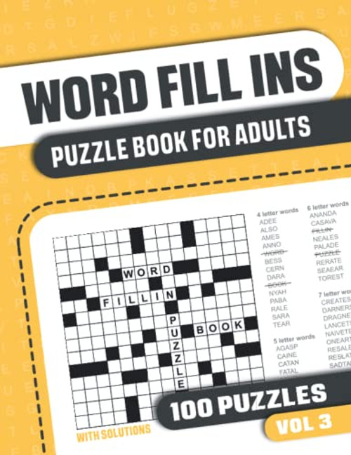 Word Fill Ins Puzzle Book for Adults Volume 3