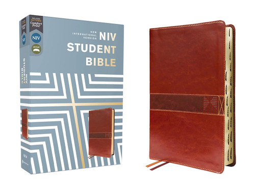 NIV Student Bible Leathersoft Brown Thumb Indexed Comfort Print