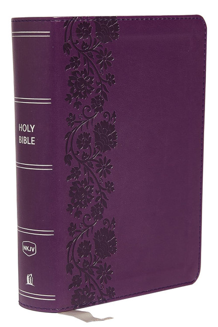 NKJV End-of-Verse Reference Bible Compact Leathersoft Purple Red