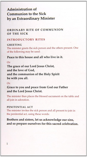 Administration of Communion to the Sick by Extraordinary Ministers