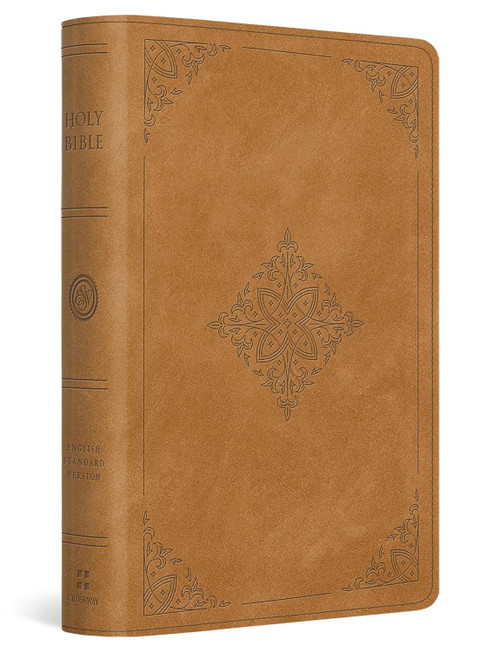 Large Print Bible (TruTone Nubuck Caramel Fleur-de-lis Design)
