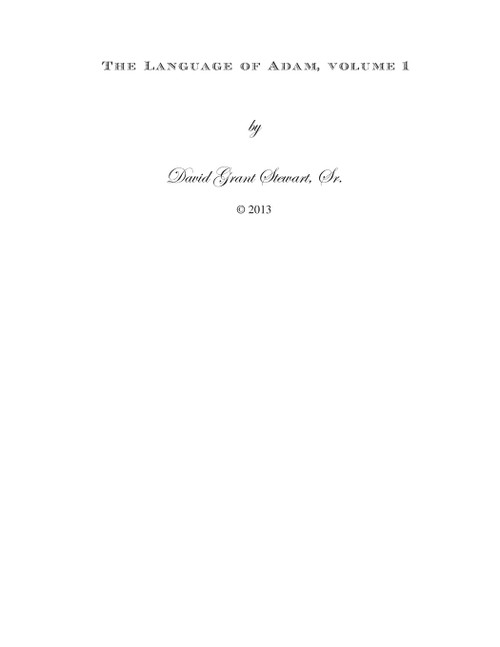 The Language of Adam volume 1