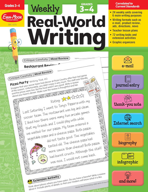 Evan-Moor Weekly Real-World Writing Grades 3-4 Homeschooling &