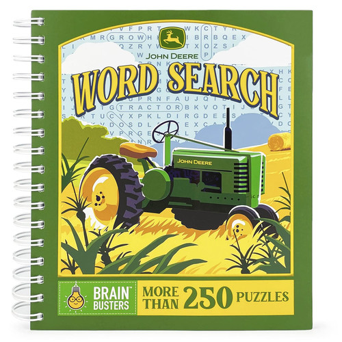 John Deere Word Search Multi-Level Spiral-Bound Puzzle Book Including