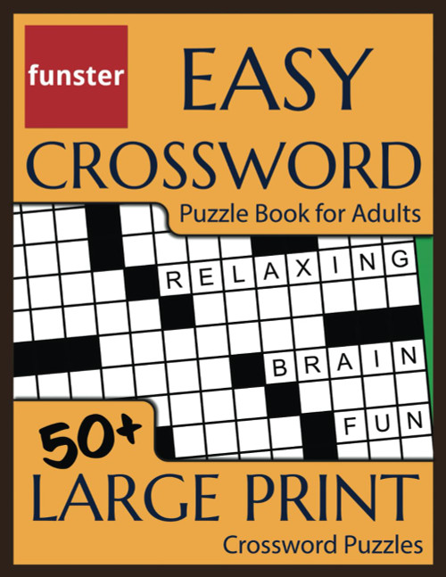 Funster Easy Crossword Puzzle Book for Adults - 50+ Large Print