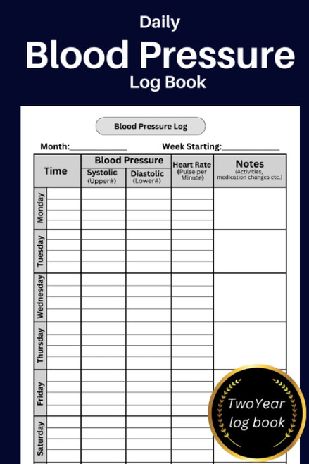 Blood Pressure Log Book For Daily Tracking