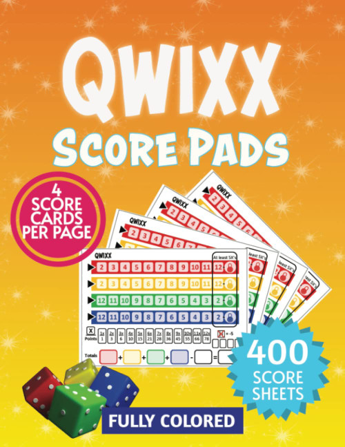 Qwixx Score Pads: Large Format Qwixx Dice Game Colored Score Sheets