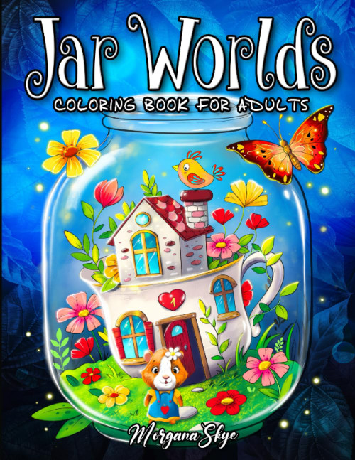 Jar Worlds: A Coloring Book for Adults Featuring Whimsical Jars with