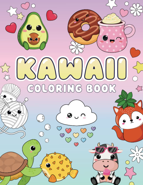 Kawaii Coloring Book: Cute and Easy Coloring pages with Kawaii