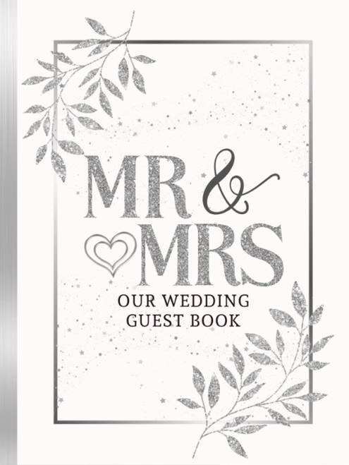 White and Silver Wedding Guest Book