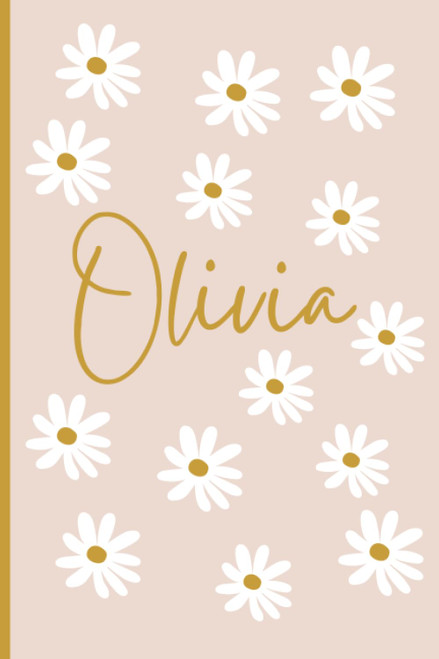 Olivia: Retro Vintage Daisy Flower Notebook Personalized for Girls