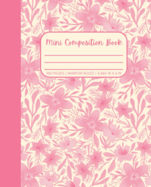 Pastel Pink Floral Mini Composition Book ' Narrow Ruled