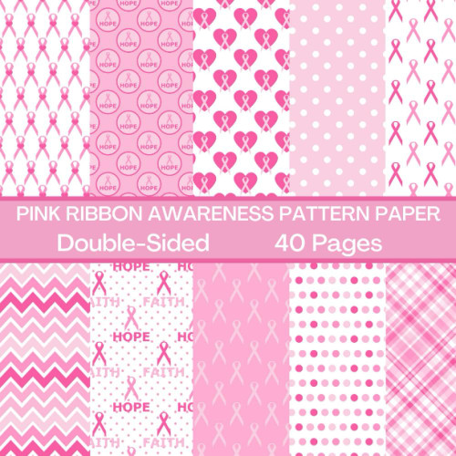 Breast Cancer Awareness Scrapbook Paper 40 Pages 20 sheets