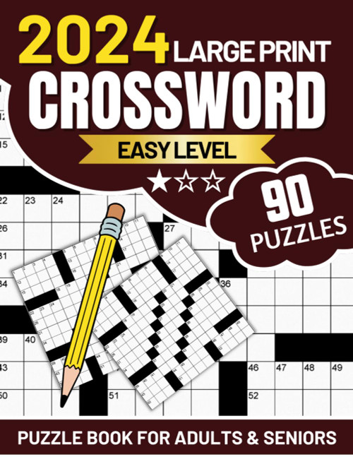 2024 Large Print Easy Crossword Puzzle Book For Adults & Seniors 90