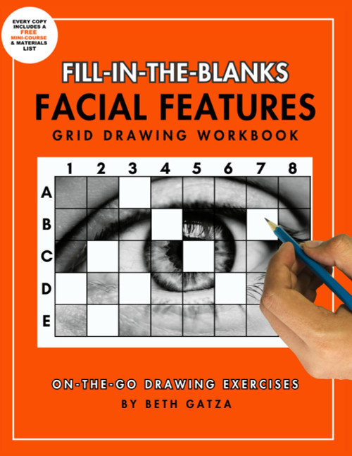 Facial Features Grid Drawing Workbook Fill-In-The-Blanks