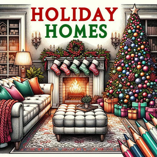 Holiday Homes Adult Coloring Book: Festive Cozy Houses for Yuletide