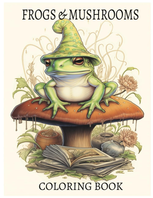 Frogs & Mushrooms Coloring book: Adult and children stress relief