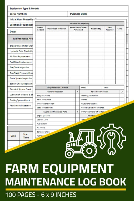 Farm Equipment Maintenance Log Book