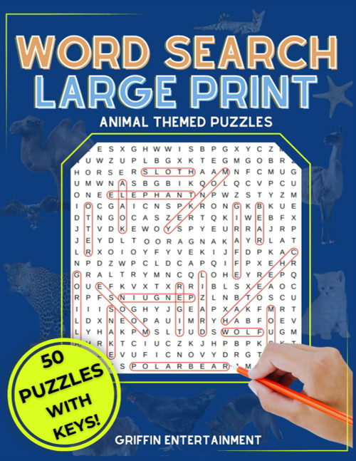 Word Search Large Print: Animal Themed Puzzles for Adults Teens and