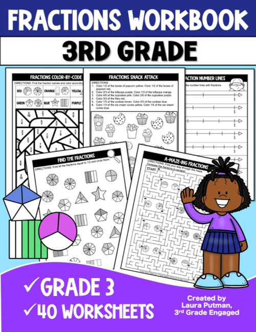 3rd Grade Fractions Workbook (3rd Grade Math Workbooks)