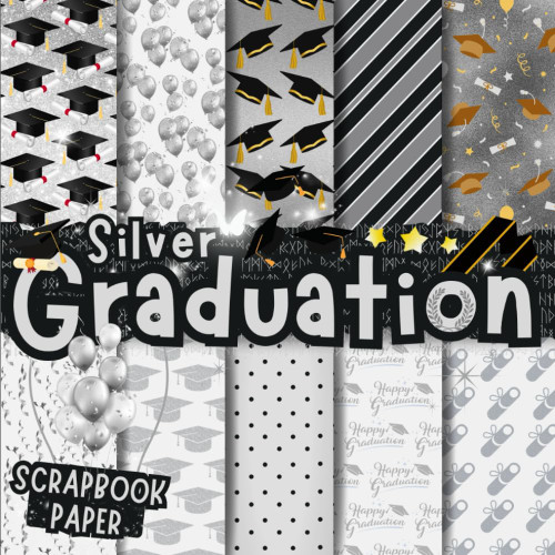 Silver Graduation Scrapbook Paper