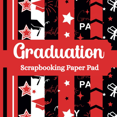 Red Graduation Scrapbooking Paper Pad: 24 Sheets