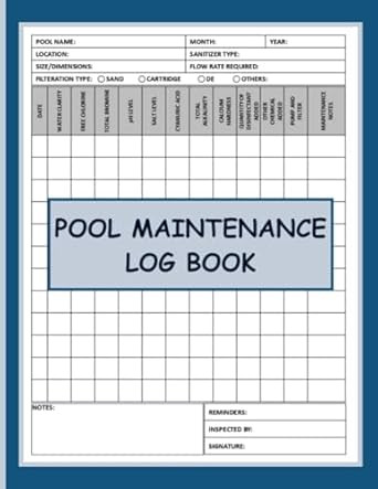 Swimming Pool Track.pdf Pool Maintenance Log Book: Record book for tracking swimming pool ...