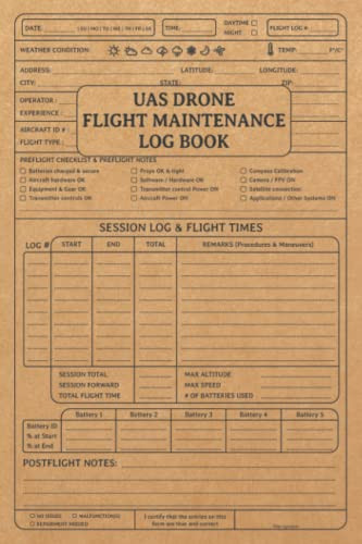 Hcs Uas Log In UAS Drone Flight Maintenance Log Book by Creative Spirits