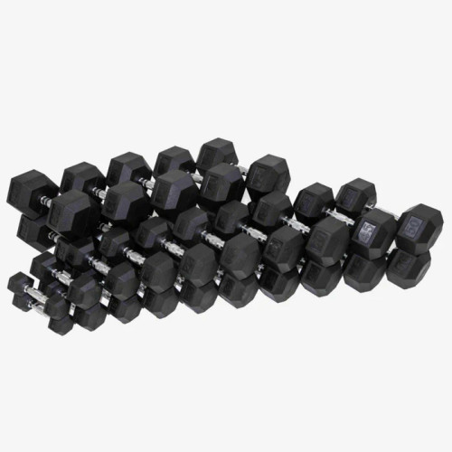 Power Stream Rubber Hex Dumbbell Set 5-50lbs Power Stream Rubber Hex Dumbbell Set 5-50lbs