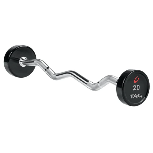 Premium Urethane Fixed Barbell With Ez Curl Handle 1
