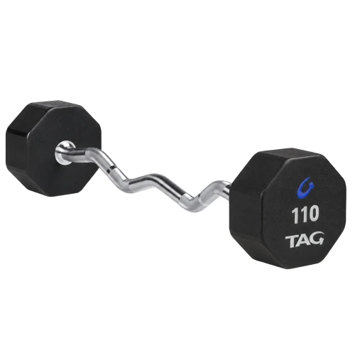 8-Sided Virgin Rubber Fixed Barbell With Ez Bar 