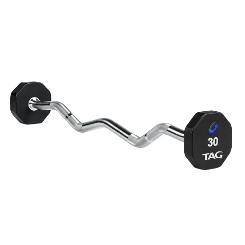 8-Sided Virgin Rubber Fixed Barbell With Ez Bar 2