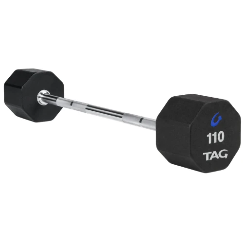8-Sided Virgin Rubber Fixed Barbell With Straight Bar 